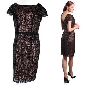 Anthropologie Cocktail Dress Midi Black Sequin Hoss Intropia Classic Elegant